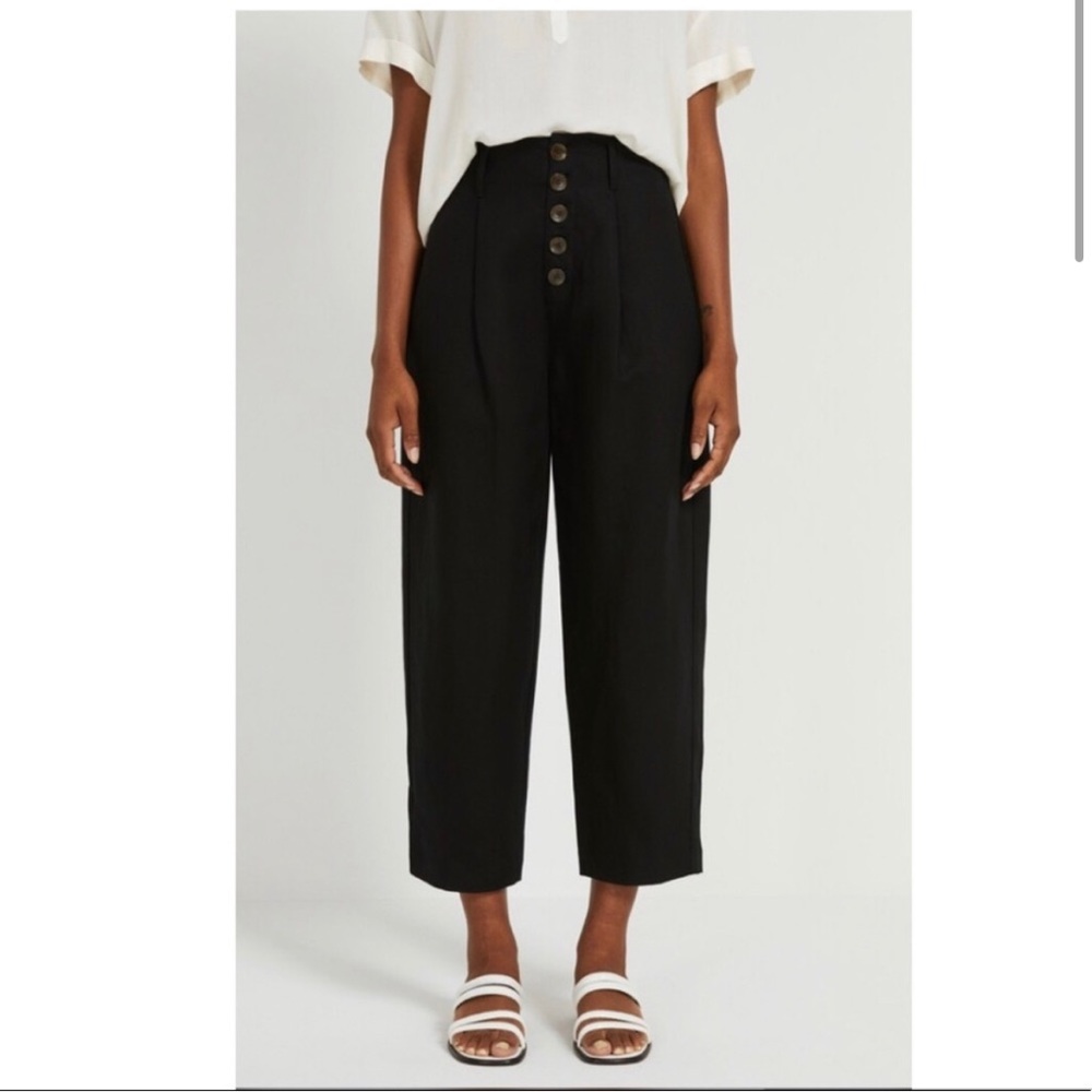 frank and oak Linen-Tencel® High-Waisted Buttoned Pants